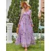 imageANRABESS Womens Floral Maxi Dress 2025 Fall V Neck Puff Long Sleeve Flowy Casual Wedding Guest Tee Party Tulle DressesPurple Rose