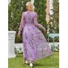 imageANRABESS Womens Floral Maxi Dress 2025 Fall V Neck Puff Long Sleeve Flowy Casual Wedding Guest Tee Party Tulle DressesPurple Rose