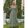 imageANRABESS Womens Floral Maxi Dress 2025 Fall V Neck Puff Long Sleeve Flowy Casual Wedding Guest Tee Party Tulle DressesYellow Floral Green