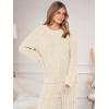 imageANRABESS Womens Fuzzy Fleece Pajama Set 2 Piece Outfits Lounge Knit Oversized Sweater Pj Sets 2025 Fall Winter LoungewearBeige