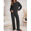 imageANRABESS Womens Fuzzy Fleece Pajama Set 2 Piece Outfits Lounge Knit Oversized Sweater Pj Sets 2025 Fall Winter LoungewearBlack