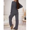 imageANRABESS Womens Fuzzy Fleece Pajama Set 2 Piece Outfits Lounge Knit Oversized Sweater Pj Sets 2025 Fall Winter LoungewearDeep Gray