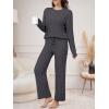 imageANRABESS Womens Fuzzy Fleece Pajama Set 2 Piece Outfits Lounge Knit Oversized Sweater Pj Sets 2025 Fall Winter LoungewearDeep Gray