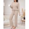 imageANRABESS Womens Fuzzy Fleece Pajama Set 2 Piece Outfits Lounge Knit Oversized Sweater Pj Sets 2025 Fall Winter LoungewearLight Khaki