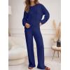 imageANRABESS Womens Fuzzy Fleece Pajama Set 2 Piece Outfits Lounge Knit Oversized Sweater Pj Sets 2025 Fall Winter LoungewearNavy Blue