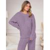 imageANRABESS Womens Fuzzy Fleece Pajama Set 2 Piece Outfits Lounge Knit Oversized Sweater Pj Sets 2025 Fall Winter LoungewearPurple