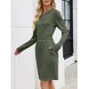 imageANRABESS Womens Long Sleeve Dress 2025 Fall Casual Elastic Waist Short Mini T Shirt Dresses with Pockets Travel OutfitsArmy Green