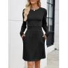 imageANRABESS Womens Long Sleeve Dress 2025 Fall Casual Elastic Waist Short Mini T Shirt Dresses with Pockets Travel OutfitsBlack
