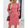 imageANRABESS Womens Long Sleeve Dress 2025 Fall Casual Elastic Waist Short Mini T Shirt Dresses with Pockets Travel OutfitsCoral