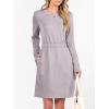 imageANRABESS Womens Long Sleeve Dress 2025 Fall Casual Elastic Waist Short Mini T Shirt Dresses with Pockets Travel OutfitsGrey