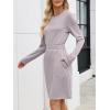 imageANRABESS Womens Long Sleeve Dress 2025 Fall Casual Elastic Waist Short Mini T Shirt Dresses with Pockets Travel OutfitsGrey