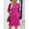 imageANRABESS Womens Long Sleeve Dress 2025 Fall Casual Elastic Waist Short Mini T Shirt Dresses with Pockets Travel OutfitsHot Pink
