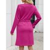 imageANRABESS Womens Long Sleeve Dress 2025 Fall Casual Elastic Waist Short Mini T Shirt Dresses with Pockets Travel OutfitsHot Pink