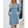 imageANRABESS Womens Long Sleeve Dress 2025 Fall Casual Elastic Waist Short Mini T Shirt Dresses with Pockets Travel OutfitsLake Blue