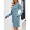 imageANRABESS Womens Long Sleeve Dress 2025 Fall Casual Elastic Waist Short Mini T Shirt Dresses with Pockets Travel OutfitsLake Blue