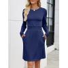 imageANRABESS Womens Long Sleeve Dress 2025 Fall Casual Elastic Waist Short Mini T Shirt Dresses with Pockets Travel OutfitsNavy Blue