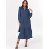 imageANRABESS Womens Long Sleeve Maxi Dresses 2025 Fall Casual V Neck Flowy Tiered Boho Modest Trendy Vacation Dress with PocketsBlue