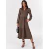 imageANRABESS Womens Long Sleeve Maxi Dresses 2025 Fall Casual V Neck Flowy Tiered Boho Modest Trendy Vacation Dress with PocketsBrown