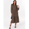 imageANRABESS Womens Long Sleeve Maxi Dresses 2025 Fall Casual V Neck Flowy Tiered Boho Modest Trendy Vacation Dress with PocketsBrown