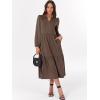 imageANRABESS Womens Long Sleeve Maxi Dresses 2025 Fall Casual V Neck Flowy Tiered Boho Modest Trendy Vacation Dress with PocketsBrown