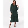 imageANRABESS Womens Long Sleeve Maxi Dresses 2025 Fall Casual V Neck Flowy Tiered Boho Modest Trendy Vacation Dress with PocketsDark Green