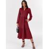 imageANRABESS Womens Long Sleeve Maxi Dresses 2025 Fall Casual V Neck Flowy Tiered Boho Modest Trendy Vacation Dress with PocketsDeep Red