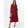 imageANRABESS Womens Long Sleeve Maxi Dresses 2025 Fall Casual V Neck Flowy Tiered Boho Modest Trendy Vacation Dress with PocketsDeep Red