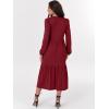 imageANRABESS Womens Long Sleeve Maxi Dresses 2025 Fall Casual V Neck Flowy Tiered Boho Modest Trendy Vacation Dress with PocketsDeep Red