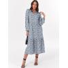 imageANRABESS Womens Long Sleeve Maxi Dresses 2025 Fall Casual V Neck Flowy Tiered Boho Modest Trendy Vacation Dress with PocketsFloral Blue