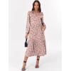 imageANRABESS Womens Long Sleeve Maxi Dresses 2025 Fall Casual V Neck Flowy Tiered Boho Modest Trendy Vacation Dress with PocketsFloral Pink