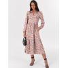 imageANRABESS Womens Long Sleeve Maxi Dresses 2025 Fall Casual V Neck Flowy Tiered Boho Modest Trendy Vacation Dress with PocketsFloral Pink