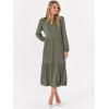 imageANRABESS Womens Long Sleeve Maxi Dresses 2025 Fall Casual V Neck Flowy Tiered Boho Modest Trendy Vacation Dress with PocketsOlive Green