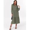 imageANRABESS Womens Long Sleeve Maxi Dresses 2025 Fall Casual V Neck Flowy Tiered Boho Modest Trendy Vacation Dress with PocketsOlive Green
