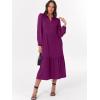 imageANRABESS Womens Long Sleeve Maxi Dresses 2025 Fall Casual V Neck Flowy Tiered Boho Modest Trendy Vacation Dress with PocketsPurple
