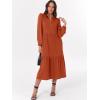 imageANRABESS Womens Long Sleeve Maxi Dresses 2025 Fall Casual V Neck Flowy Tiered Boho Modest Trendy Vacation Dress with PocketsRust Red