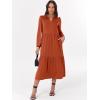 imageANRABESS Womens Long Sleeve Maxi Dresses 2025 Fall Casual V Neck Flowy Tiered Boho Modest Trendy Vacation Dress with PocketsRust Red