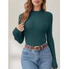 imageANRABESS Womens Long Sleeve Mock Neck Lightweight Sweater Rib Knit Slim Fit 2025 Fall Winter Casual Basic Pullover TopsDark Green