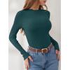 imageANRABESS Womens Long Sleeve Mock Neck Lightweight Sweater Rib Knit Slim Fit 2025 Fall Winter Casual Basic Pullover TopsDark Green