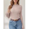 imageANRABESS Womens Long Sleeve Mock Neck Lightweight Sweater Rib Knit Slim Fit 2025 Fall Winter Casual Basic Pullover TopsLighter Apricot