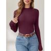 imageANRABESS Womens Long Sleeve Mock Neck Lightweight Sweater Rib Knit Slim Fit 2025 Fall Winter Casual Basic Pullover TopsWine Red