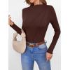 imageANRABESS Womens Long Sleeve Mock Neck Shirts Fitted Dressy Casual Blouse 2025 Fall Office Work Thermal TopsRed Brown