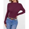 imageANRABESS Womens Long Sleeve Mock Neck Shirts Fitted Dressy Casual Blouse 2025 Fall Office Work Thermal TopsWine Red