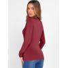 imageANRABESS Womens Long Sleeve Mock Neck Tops Slim Fitted Basic Layer Office Work Shirts 2025 Fall Outfits Y2K ClothesBurgundy