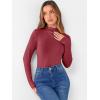 imageANRABESS Womens Long Sleeve Mock Neck Tops Slim Fitted Basic Layer Office Work Shirts 2025 Fall Outfits Y2K ClothesBurgundy
