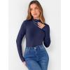 imageANRABESS Womens Long Sleeve Mock Neck Tops Slim Fitted Basic Layer Office Work Shirts 2025 Fall Outfits Y2K ClothesNavy Blue