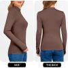 imageANRABESS Womens Long Sleeve Mock Neck Tops Slim Fitted Basic Layer Office Work Shirts 2025 Fall Outfits Y2K ClothesRed Coffee