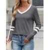 imageANRABESS Womens Long Sleeve Shirts V Neck Color Block Basic Tshirt 2025 Fall Casual Striped Tee Tunics Tops Trendy OutfitsDeep Gray