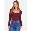 imageANRABESS Womens Long Sleeve Square Neck Crop Top Ribbed Slim Fitted Basic Tee Layer Y2K Shirts Fall Fashion Outfits 2025Deep Red