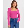 imageANRABESS Womens Long Sleeve Square Neck Tops Ribbed Knit Slim Fit Shirts Basic Tee 2025 Fall Dressy Casual TShirts ClothesHot Pink