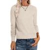 imageANRABESS Womens Long Sleeve Sweaters Loose Fit Lightweight Scalloped Knit Soft Dressy Pullover Tops 2025 Fall Casual OutfitsAlmond